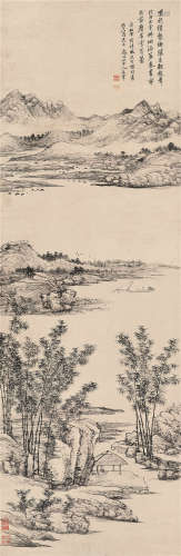 王翚 1696年作 竹溪春昼图 立轴 水墨纸本