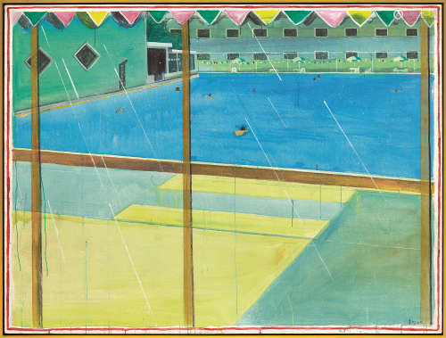 章剑 2004年作 镜子里的游泳池 布面 油彩