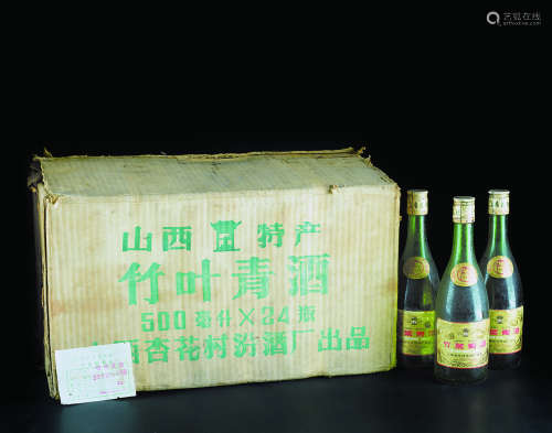 竹叶青 数量：24瓶（原箱，附装箱单） 度数：40% 规格：500ml 日期：1987年5月25日