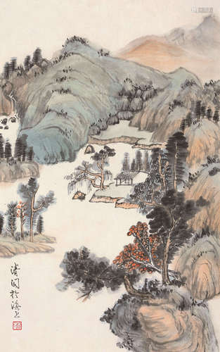 山水  赵清阁 1914-1999 设色纸本 镜片连框