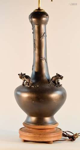 Large Chinese Bronze Vase with Foolions