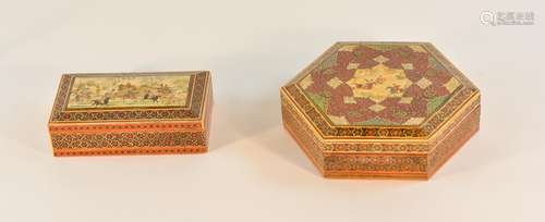 Two Persian Middle Eastern Lacquered BoxÂ 