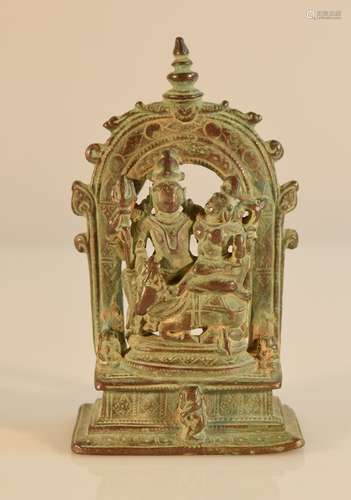 Indian Bronze Stele Group with Green Patina