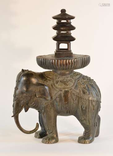 Large Chinese Bronze Elephant