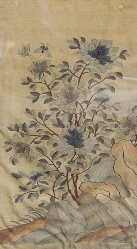 Chinese Kesi Panel of Floral Scene