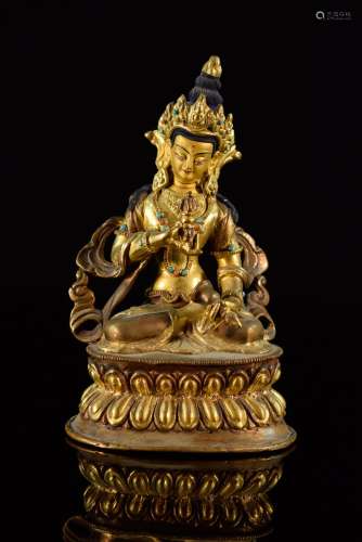 Nepalese Seated Gilt Bronze Tara