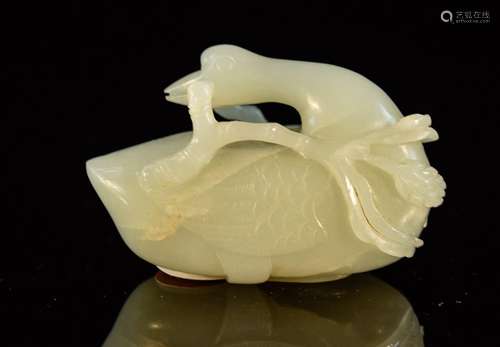 Chinese Celadon Nephrite Jade Duck