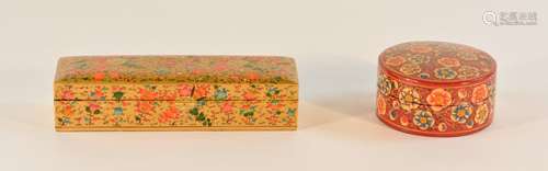 Two Middle Eastern Indian Lacquer Box - Floral Motif