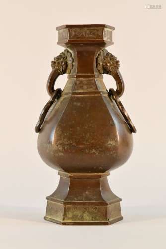 Chinese Bronze Vase with Loose Ring
