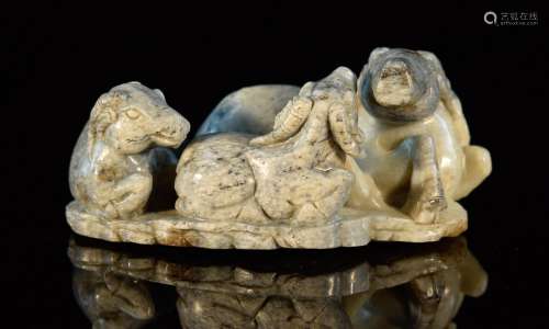 Chinese Nephrite Jade Carving of Three Rams