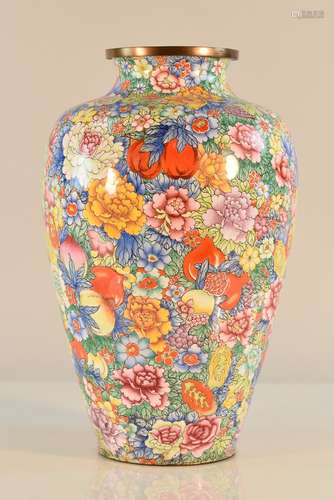 Chinese Enamel Vase with Milifloral Motif