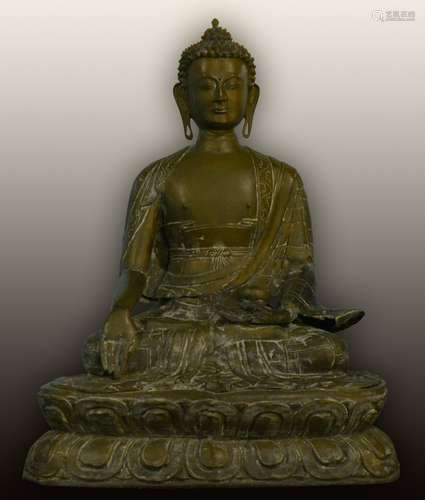 Large Seated Nepal Bronze Buddha