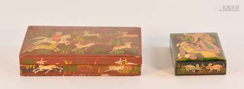 Two Middle Eastern Lacquer Box with Horse Scene