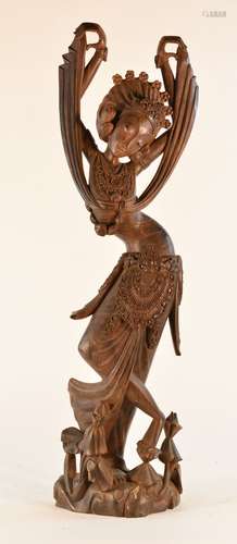 Fine Ebony Wood Carving of a Dancing - Southeast Asia