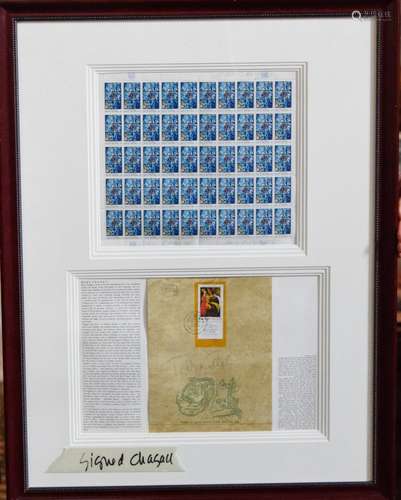 Chagall Signed Stamps in Frame