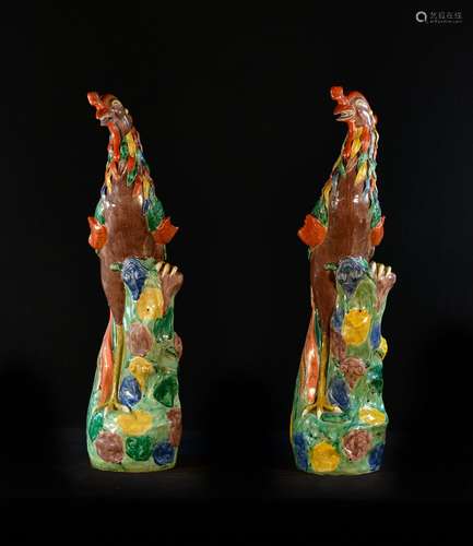 Pair of Large Chinese Porcelain Phoenix