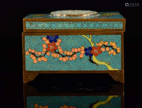 Chinese CloisonnÃ© Box with Jade Plaque