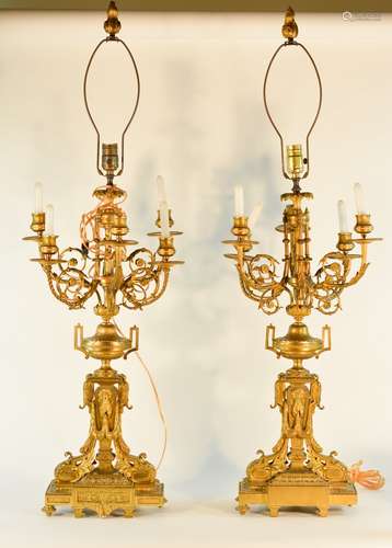 Pair Of French Bronze Candelabra