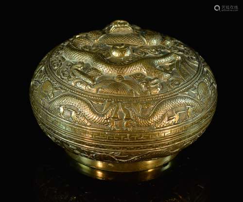 Chinese Bronze Box with Dragon Motif