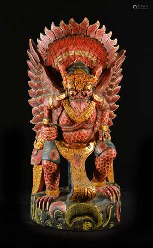 Large Southeast Asia Carved Statue of Birdman