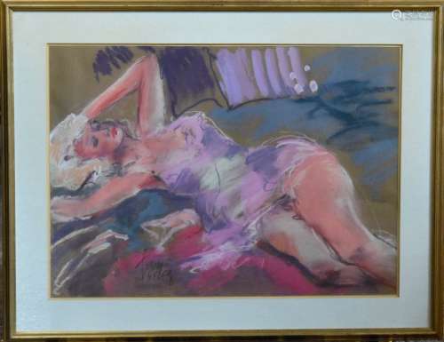 Gauche on Paper Painting of Reline Beauty - Signed