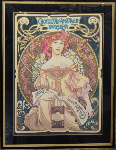 Vintage Poster Chocolate Amatller Barcelona by Mucha