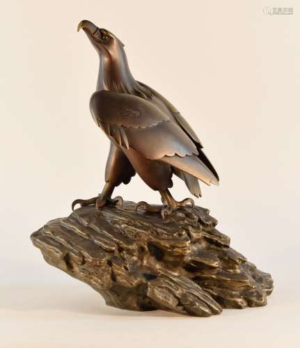 Japanese Bronze Hawk on Rock