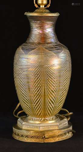 French Art Glass Vase Lamp