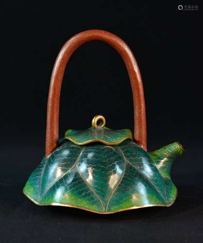 Chinese CloisonnÃ© Teapot of Lotus Shape