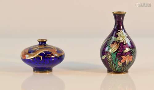 Two Japanese CloisonnÃ© Vases - Silver Floral