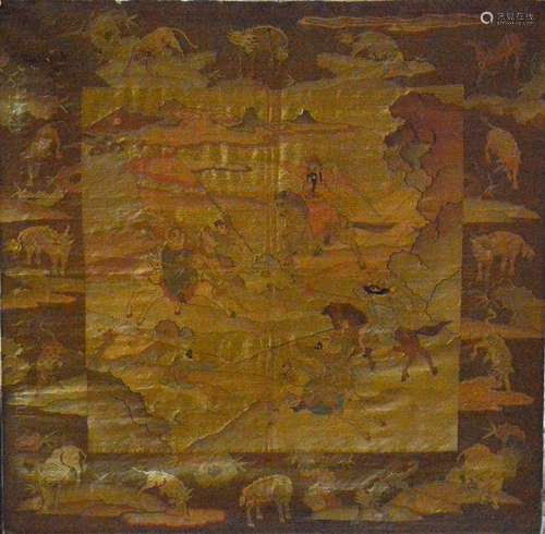 Chinese Kesi Panel of Warrior Battling Scene