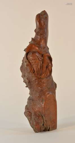 Chinese Carved Burl WoodÂ  Scholar