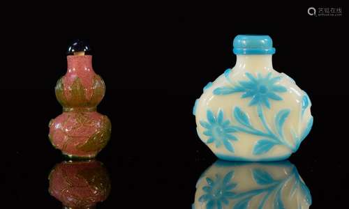 Two Chinese Peking Glass Snuff Bottle