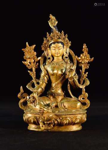 Nepalese Gilt Bronze Seated Tara