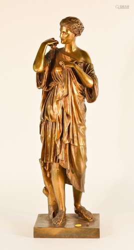 French Gilt Bronze Statue of Greek Goddess