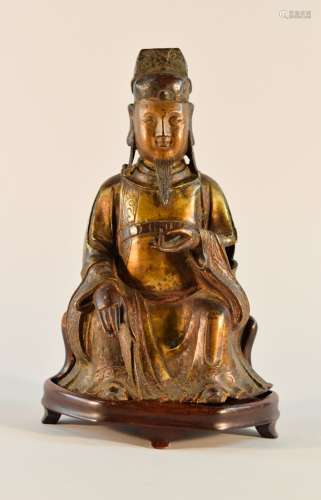 Chinese Ming Gilt Bronze Seated Officer