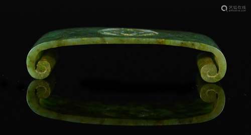 Chinese Spinach Green Jade Scholar Brush Rest