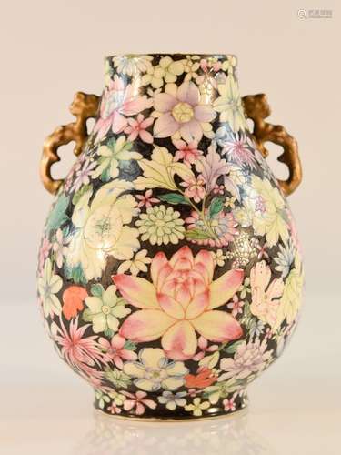 Chinese Milifloral Porcelain Vase with Hongxuan Mark