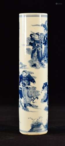 Chinese Blue White Porcelain Cylindrical Shaped Vase