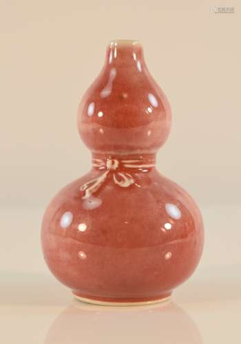 Chinese Peach Bloom Porcelain Double Gourd Vase