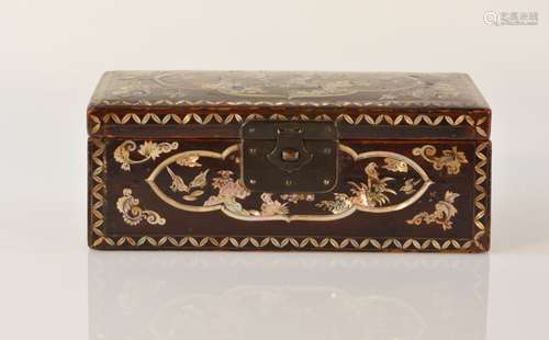 Chinese Early Qing Lacquer Box with Mother of Pearl