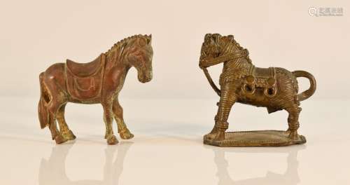 Two Chinese Indian Bronze Horses
