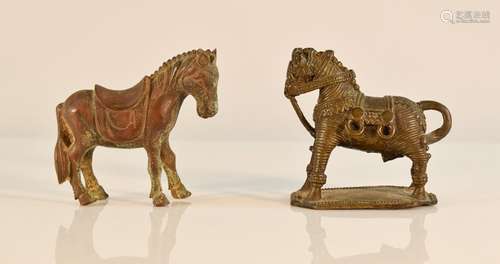 Two Chinese Indian Bronze Horses