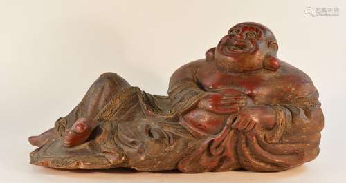 Chinese Fujian Lacquered Wood Laughing Buddha