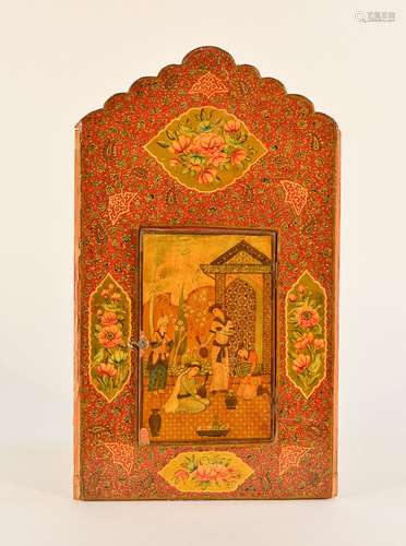 Antique Persian Middle Eastern Lacquered Panel