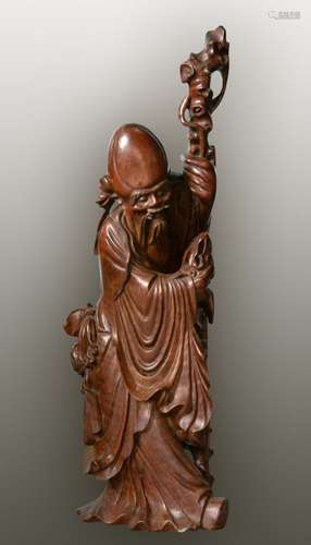 Carved Chinese Wood Shoulao