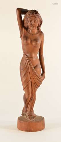 Southeast Asia Carved Hardwood Standing Nude