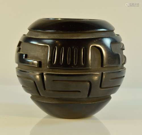 Indian Santa Clara Black Pottery Vase