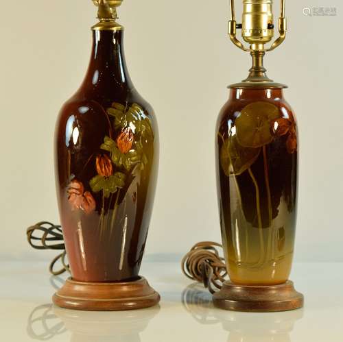 Two Rookwood Pottery Vases Lamp