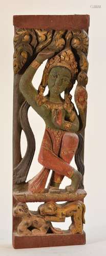 Carved Indian Nepal Dancing Wood Figurine